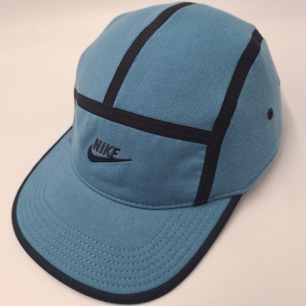 Nike Hat Strapback 5 Panel Blue Black AW84 Running Cap Skate Skateboard Surf Men